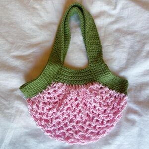 handmade crochet strawberry fruit dainty mini market bag